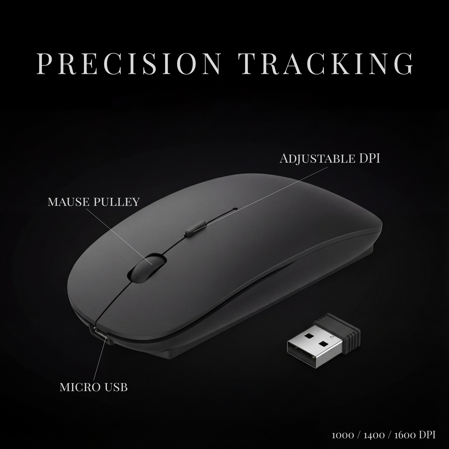 Obsidian Whisper Mouse : Silent Dual-Mode Precision Control