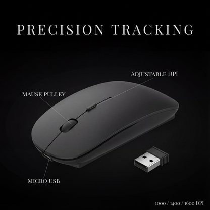 Obsidian Whisper Mouse : Silent Dual-Mode Precision Control