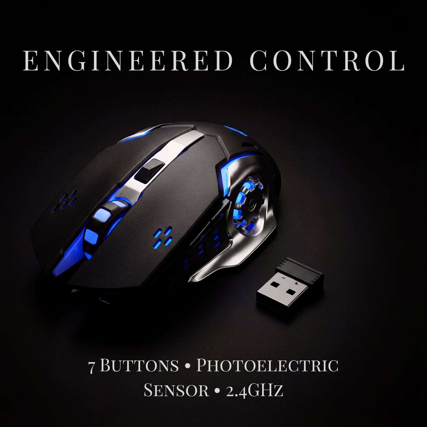 Wireless 2.4GHz Mouse (1600 DPI, 7 Buttons)