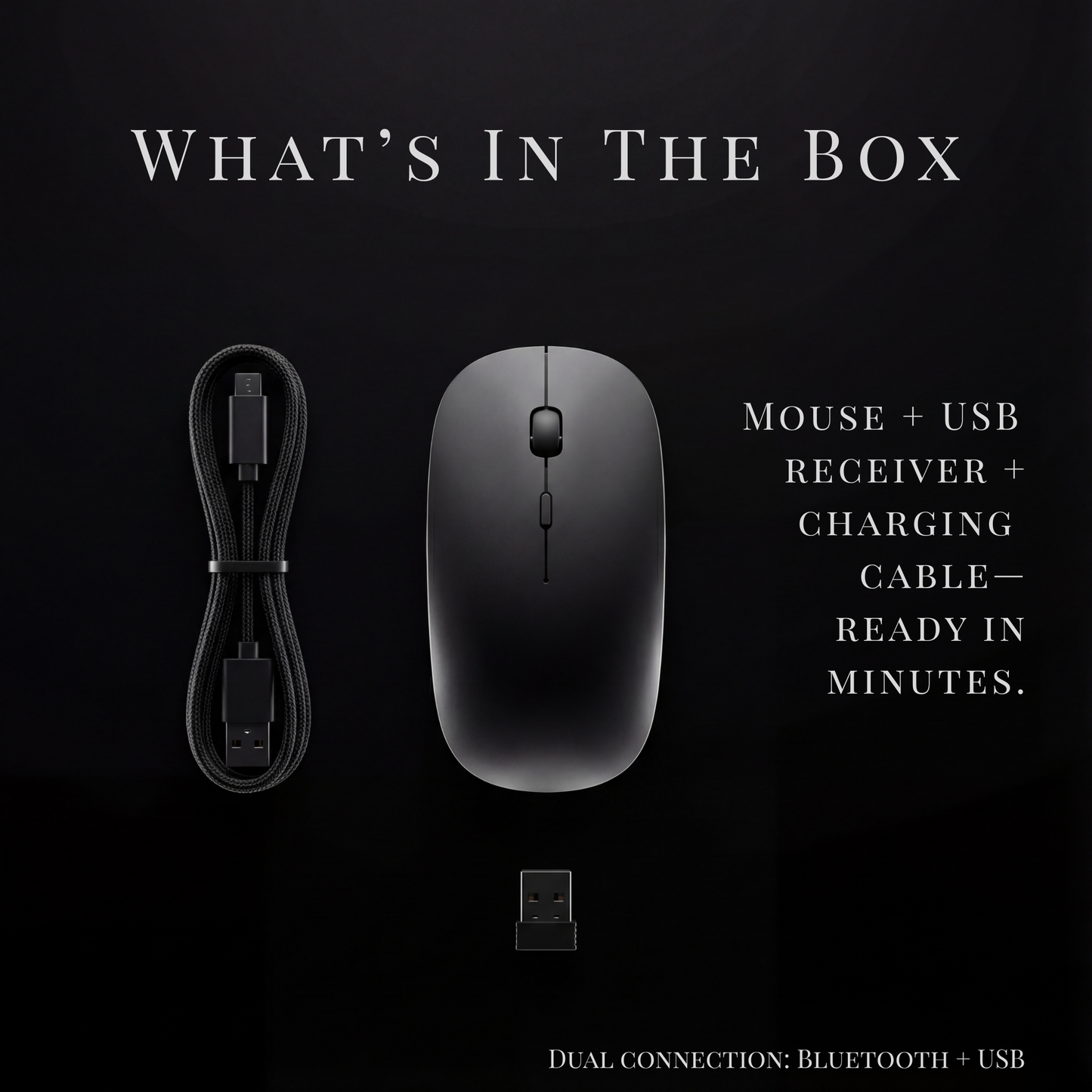 Obsidian Whisper Mouse : Silent Dual-Mode Precision Control