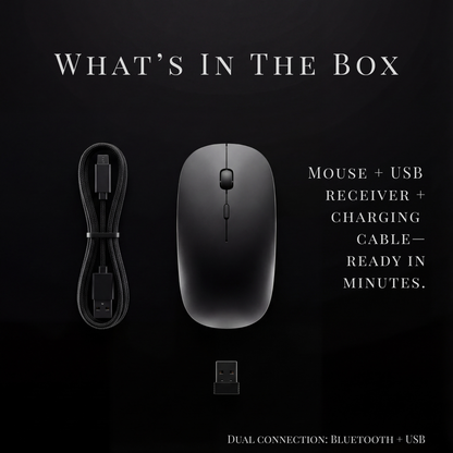 Obsidian Whisper Mouse : Silent Dual-Mode Precision Control