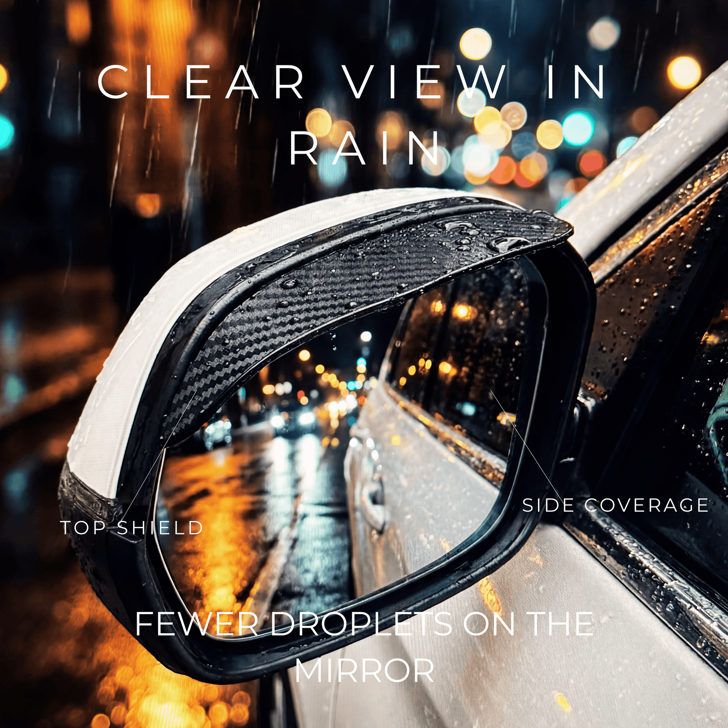 Viseras de espejo RainHalo: protección contra la lluvia para retrovisores transparentes 